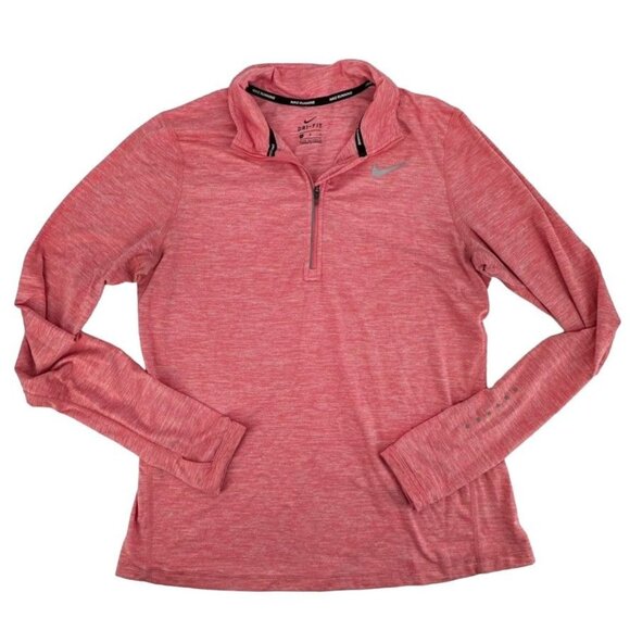 Nike Dri Fit Long Sleeve Athletic Quarter Zip Long Sleeve Top Running Heather Pi - Picture 1 of 10